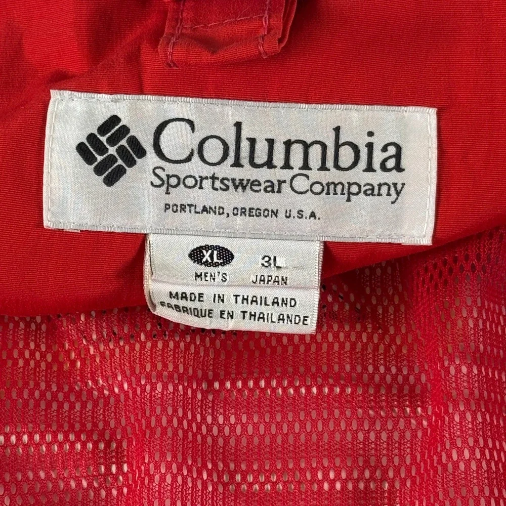 Columbia Sportswear Ascent Omni-Tech Parka Jacket Mens XL Red‎ Black Vintage